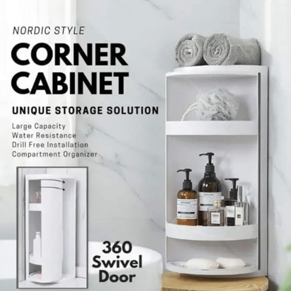 3 Layers 90 Degree Kitchen Bathroom Corner 360 Rotating Privacy Cover Multipurpose Storage Shelf Rack Cabinet / Multipurpose Storage Shelf Rack Cabinet (3 Layers main image
