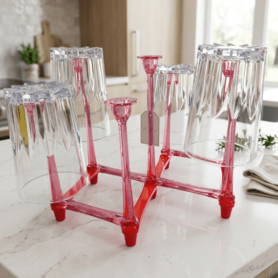 Modern Acrylic Folding Glass Drying Rack & Display Stand (7-Cup Capacity) main image