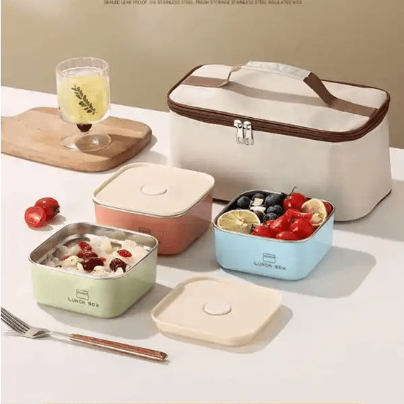 Mono-Layer Thermal Insulation Lunch Box (304 Stainless Steel) with Thermal Bag main image
