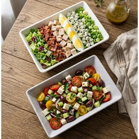 Modern Rectangular Melamine Salad Bowl & Serving Platter – Durable, Speckled Minimalism for Appetizers, Sides, and Entrées main image