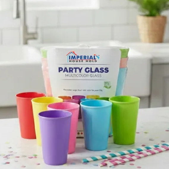 Multicolor Reusable Party Cups (6 Pack) – High-Durability Drinkware Set main image