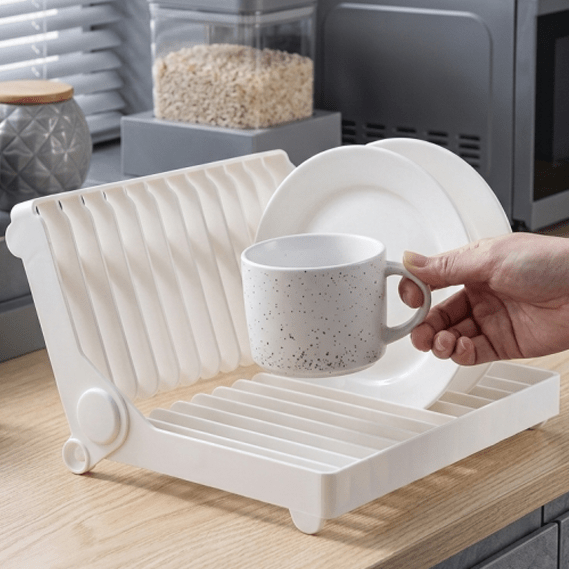 Plate Organizer Kitchen Rack Foldable Dish Drainer Drying Plastic Storage Holder main image