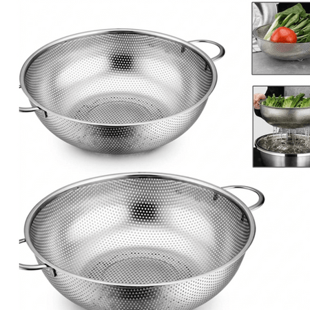Premium Stainless Steel Mesh Colander – Heavy-Duty Kitchen Strainer with Handles main image