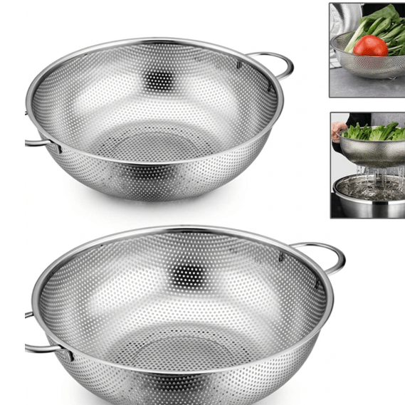 Premium Stainless Steel Mesh Colander – Heavy-Duty Kitchen Strainer with Handles main image