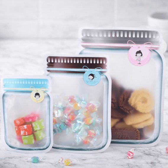 Reusable Mason Jar Storage Bags – Zip lock Snack Bags for Food Storage (Set of 3) main image