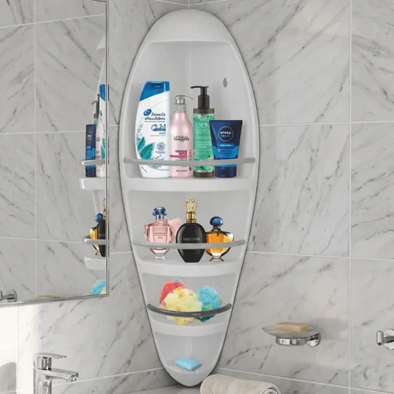 Zenith Wave Corner Bath Shelf – Modern Space-Saving 4-Level Vanity Rack main image