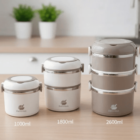 Stackable Stainless Steel Insulated Lunch Box – 1000ml, 1800ml, & 2600ml Sizes main image