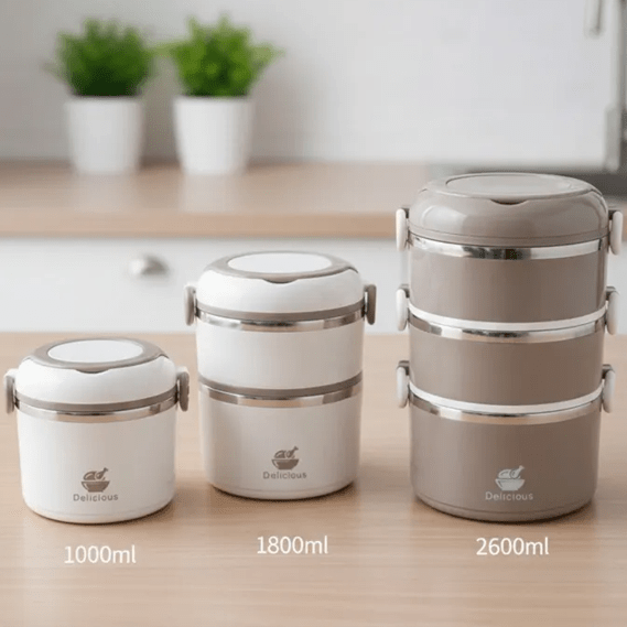 Stackable Stainless Steel Insulated Lunch Box – 1000ml, 1800ml, & 2600ml Sizes main image