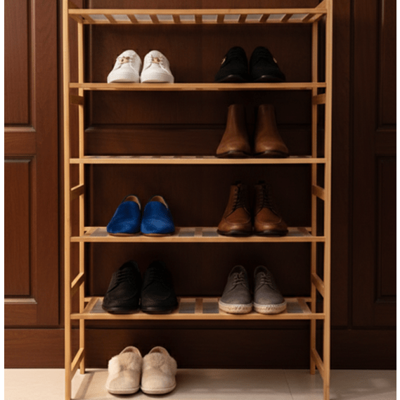 5-Tier Bamboo Standing Shoe Rack – 18 Pair Capacity (41?H x 27?W) main image