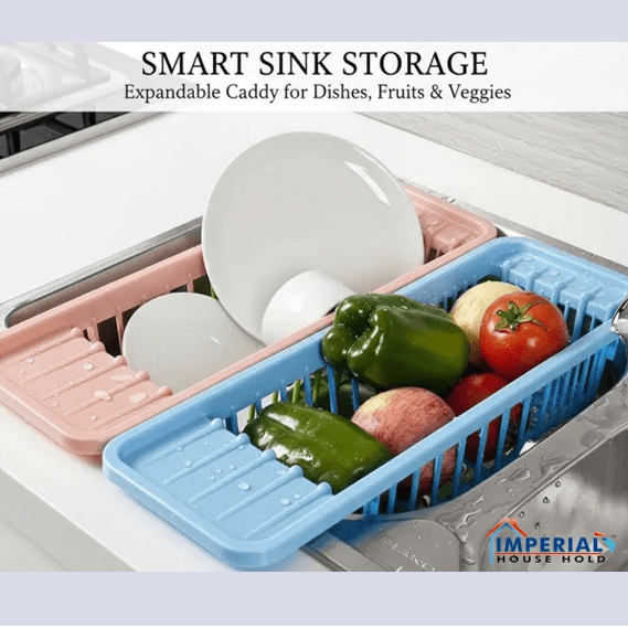 Adjustable In-Sink Dish Drying Rack | Kitchen Sink Drainer Basket for Plates & Produce main image