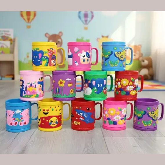 Cartoon Printed Embossed Mug for Kids | Plastic Mug For Kids | Milk / Tea Container main image