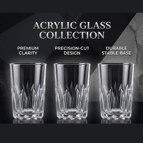 Crystal-Clear Acrylic Drinking Glass Set (Durable & Reusable)(Pack Of 2) main image