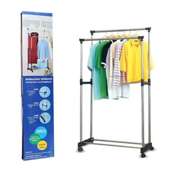 Double Pole Telescopic Clothes Rack Good Quality Bar Clothes Hanger main image