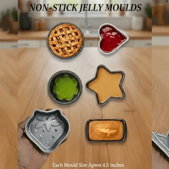 1-Piece Non-Stick Mini Cake Pan & Muffin Mold Set | Assorted Dessert Baking Tins (Heart, Star, Strawberry) main image