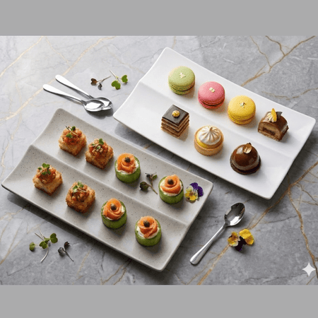 Elegant 2-Compartment Porcelain One-Bite Double Platter main image