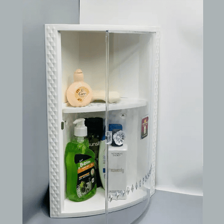 Elegant Floral Bathroom Corner Cabinet – Wall-Mounted Space-Saving Organizer main image