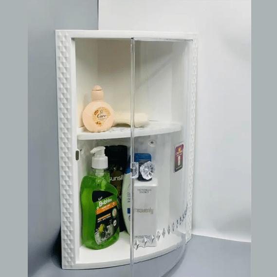 Elegant Floral Bathroom Corner Cabinet – Wall-Mounted Space-Saving Organizer main image