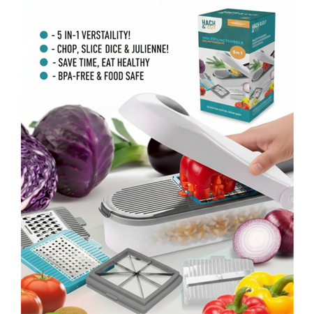 Hach & Cut 5-in-1 Vegetable Dicer – Time-Saving Food Prep Tool for Chopping, Slicing, and Dicing main image