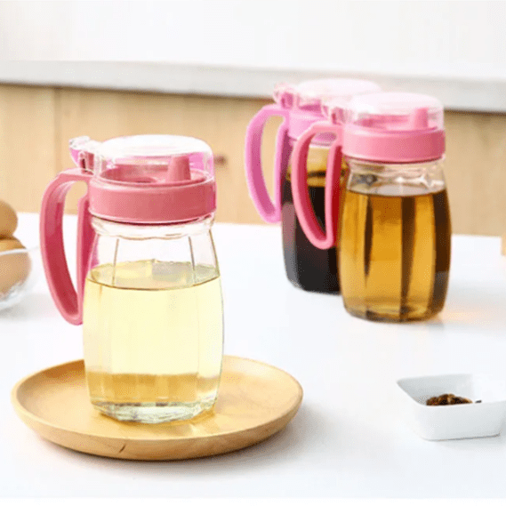 Glass Oil Dispenser 580ml – Auto Flip, Drip-Free Bottle for Kitchen Use main image