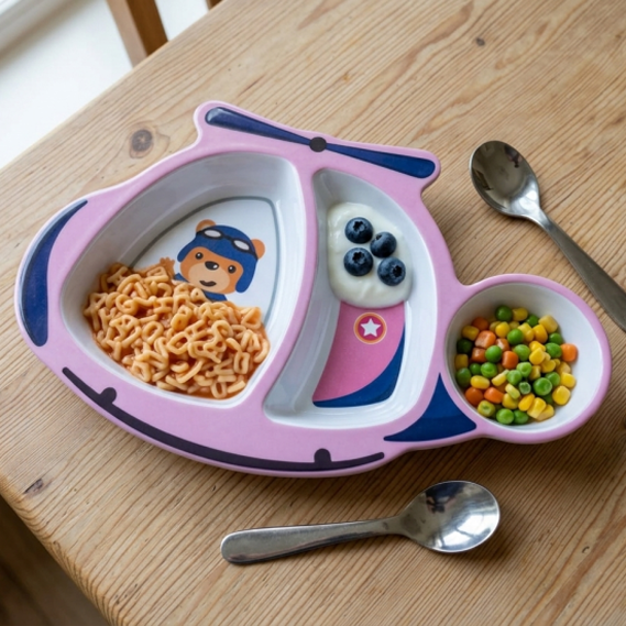 Helicopter Sectional Toddler Plate – 3-Compartment Durable Kids’ Dish main image