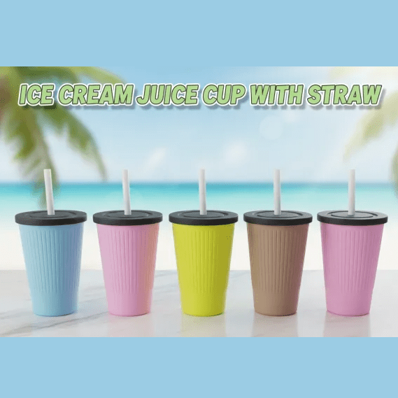 Ice Cream Juice Cup With Straw main image