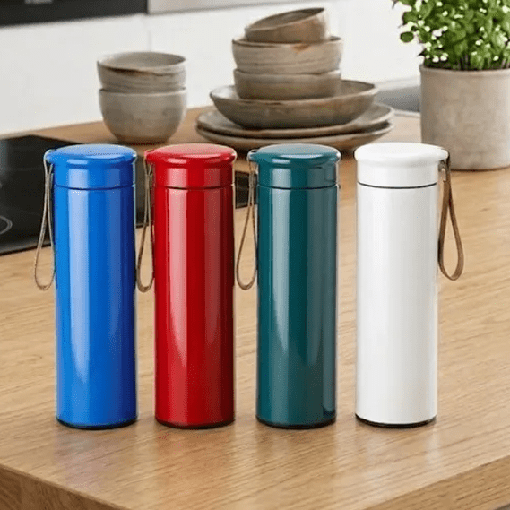 500ml Insulated Stainless Steel Vacuum Bottle with Portable Leather Strap – Leak-Proof Thermal Flask for Hot & Cold Drinks main image