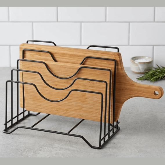 Imperial Bronze Multi-Purpose Pot Lid Rack & Cutting Board Organizer – Heavy-Duty Kitchen Countertop Storage Holder main image