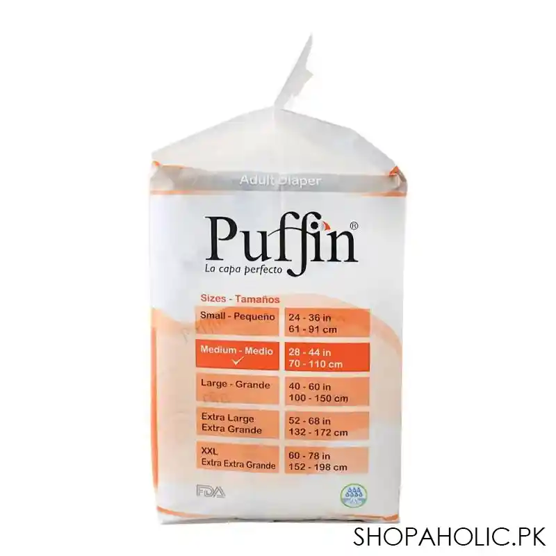 puffin adult diaper, medium 70 100 cm, 10 pack image2
