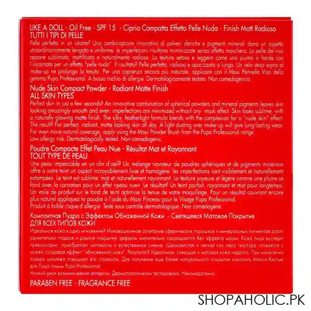 Pupa Milano Like A Doll Nude Skin Compact Powder, 001 - Image 2
