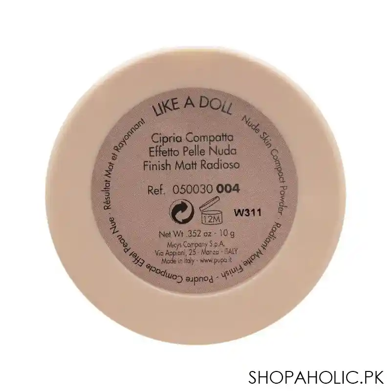 pupa milano like a doll nude skin compact powder, radiant matt finish, oil free, 004 image3