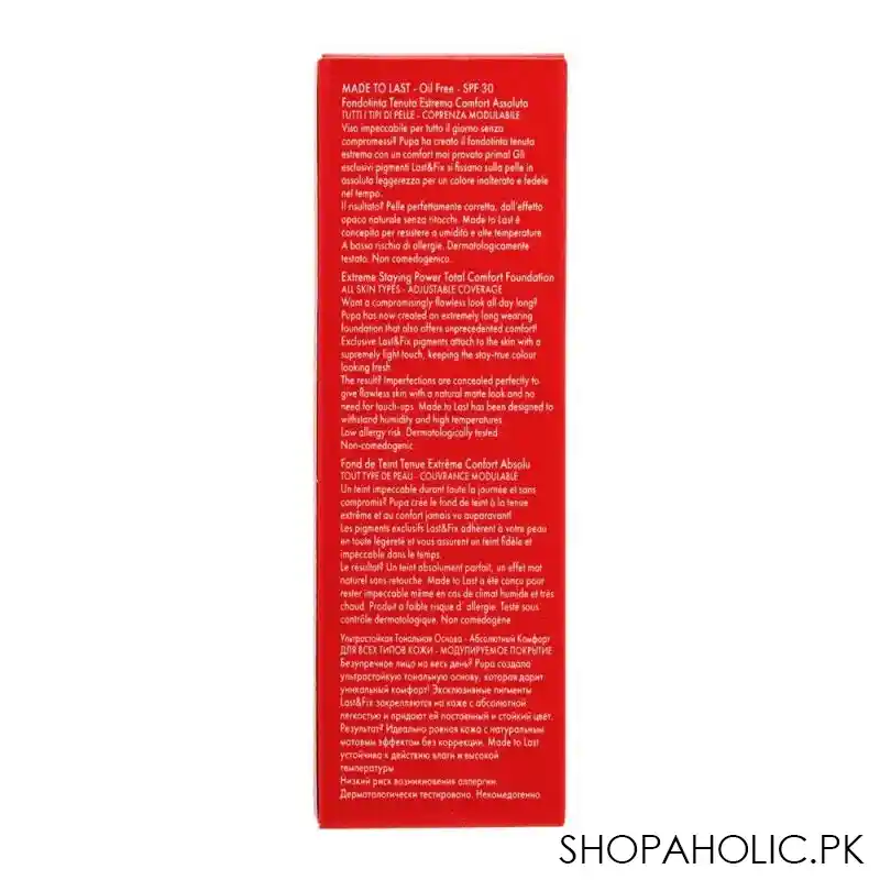 pupa milano made to last extreme styling power total comfort foundation, oil free, 002 image3
