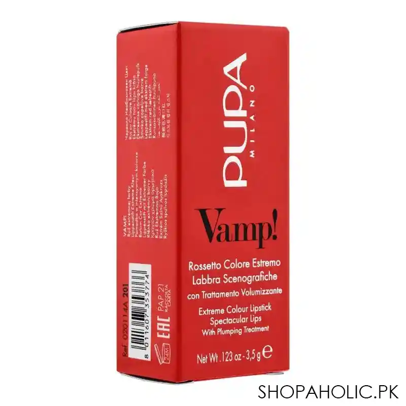 pupa milano vamp extreme colour lipstick with plumping treatment, 201, black cherry image3
