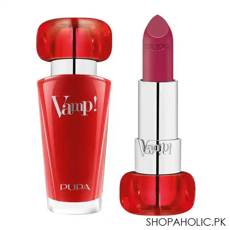 pupa milano vamp extreme colour lipstick with plumping treatment, 201, black cherry main image