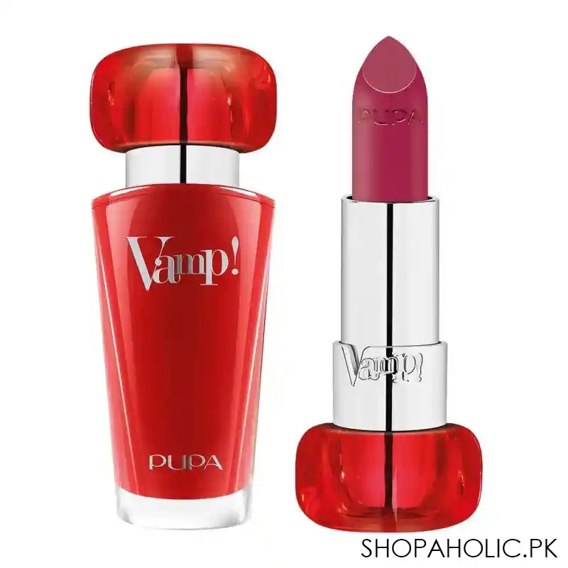 pupa milano vamp extreme colour lipstick with plumping treatment, 201, black cherry main image
