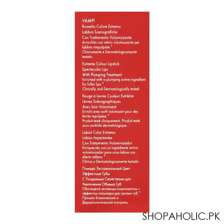 pupa milano vamp extreme colour lipstick with plumping treatment, 301, intense red image4