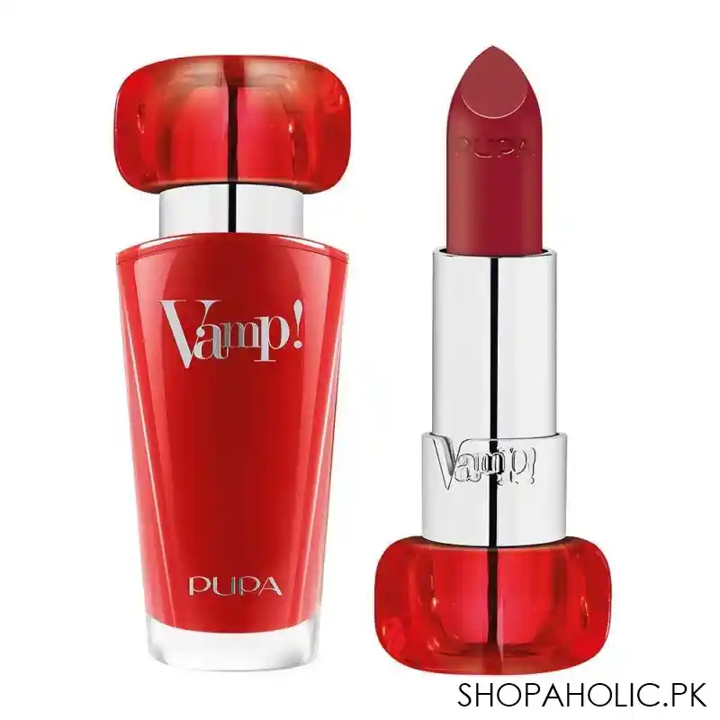pupa milano vamp extreme colour lipstick with plumping treatment, 301, intense red main image