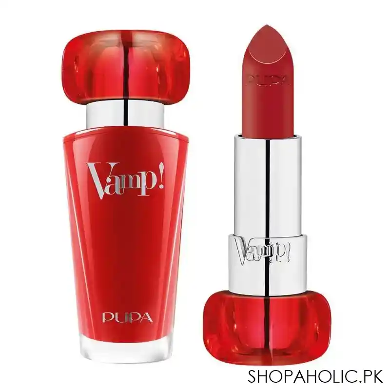pupa milano vamp extreme colour lipstick with plumping treatment, 302, ruby red main image