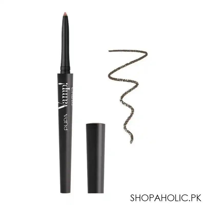 pupa milano vamp eye pencil 2 in 1 eyeliner and kajal waterproof, 204, sunny taupe main image