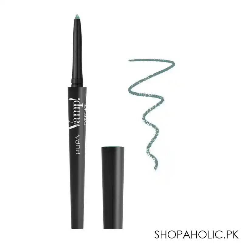 pupa milano vamp eye pencil 2 in 1 eyeliner and kajal waterproof, 303, mint milk main image
