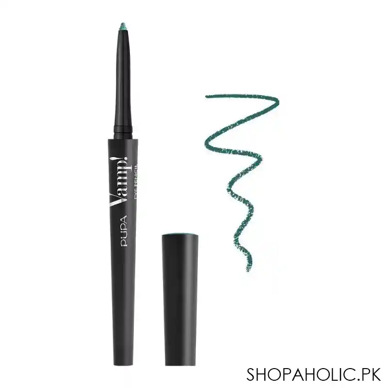 pupa milano vamp eye pencil 2 in 1 eyeliner and kajal waterproof, 304, magnetic emerald main image