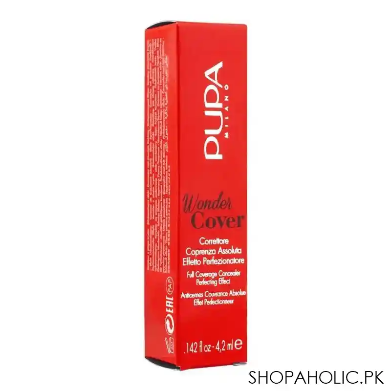pupa milano wonder me cover full coverage concealer, 001, porcelain image2