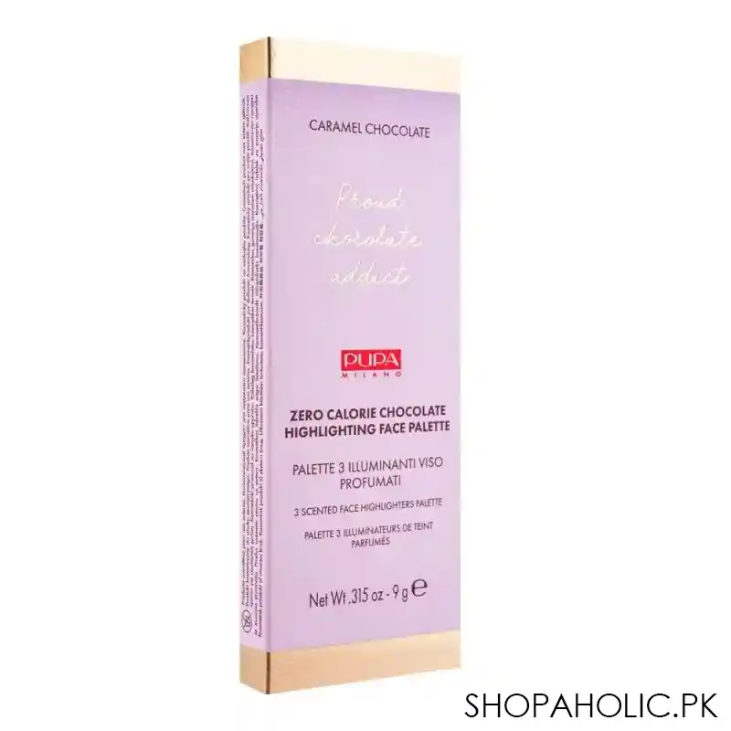 pupa milano zero calorie chocolate highlighting face palette, 002 caramel chocolate image2