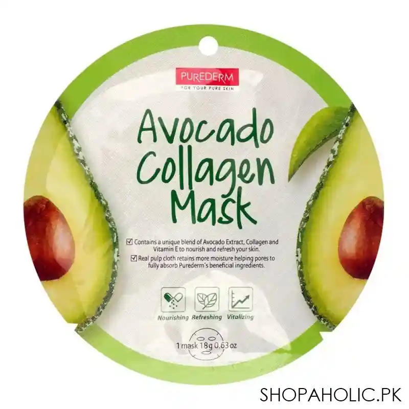 purederm avocado collagen face mask, 18g main image