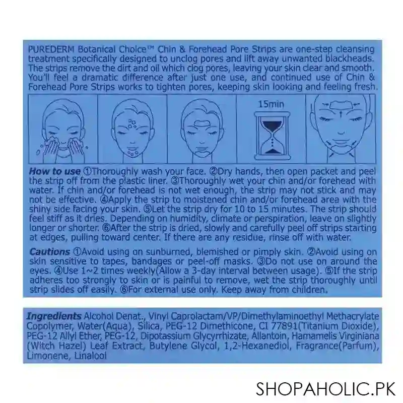 purederm chin & forehead pore strips, 6 pack image3