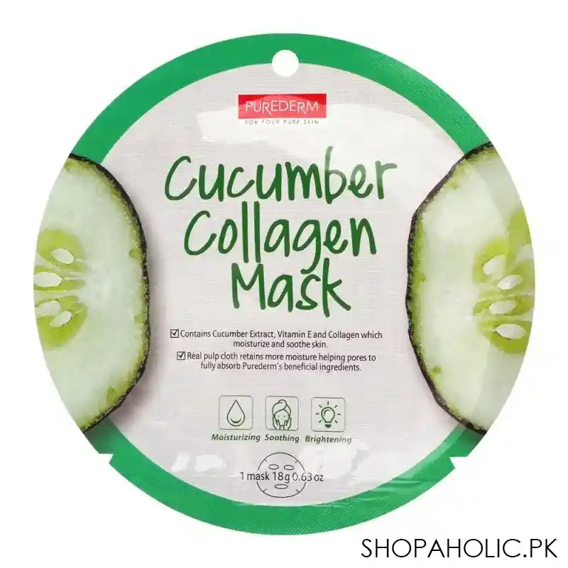 purederm cucumber collagen face mask, 18g main image
