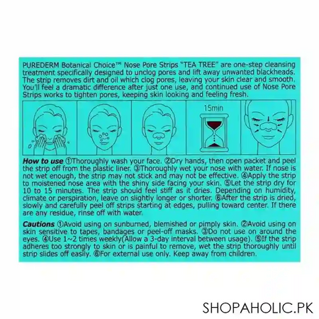 purederm tea tree nose pore strips, 6 strips image3