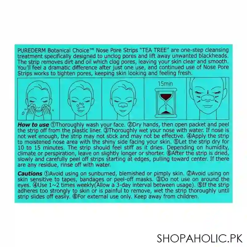 purederm tea tree nose pore strips, 6 strips image3