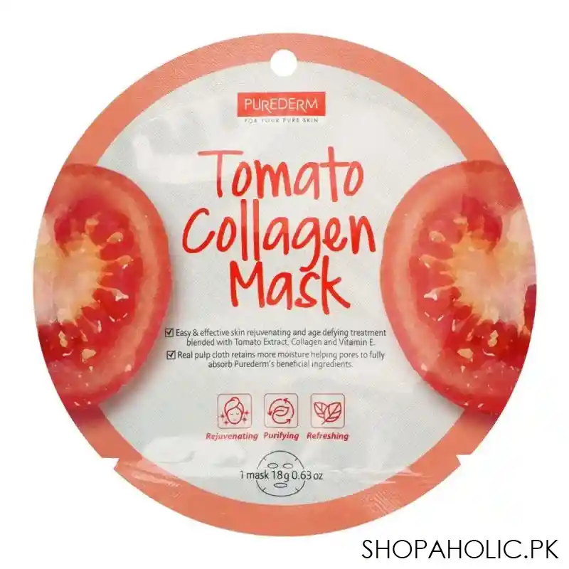 purederm tomato collagen face mask, 18g main image