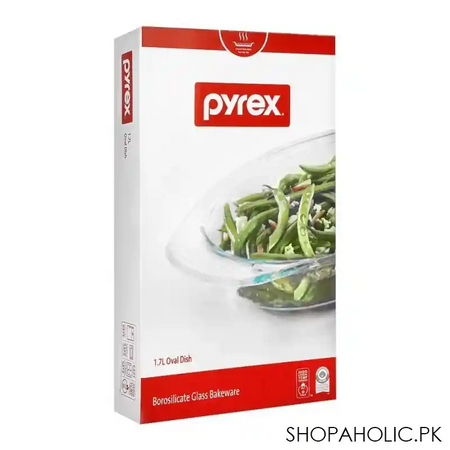 pyrex borosilicate glass bakeware oval dish, 1.7 liter, px ovd1700h image2