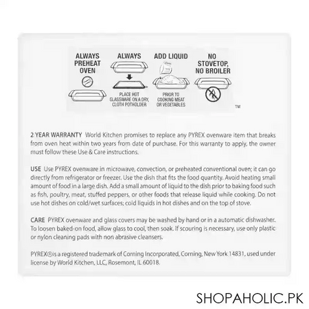 pyrex borosilicate glass bakeware oval dish, 1.7 liter, px ovd1700h image4